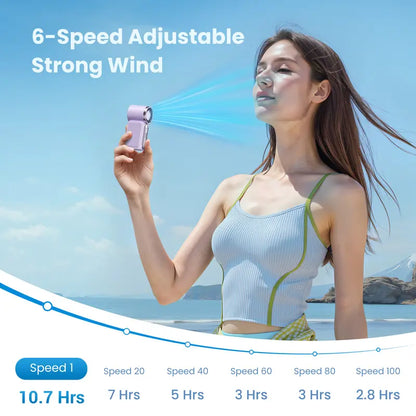 Super Mini Handheld Fan, Small Purse Fan for Women, Pocket Fan, Makeup Fan, High-Speed Turbo, 6-Gear Adjustable with LED Display, USB Rechargeable, Portable Fan for Travel, Outdoor, Girls  Valentine's Day gift